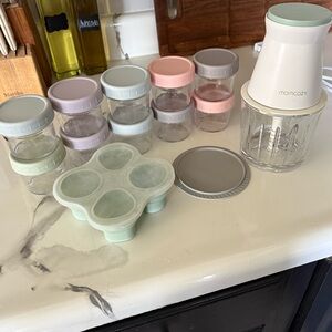 Momcozy Baby Food Storage Set with Blender - Pastel Colors